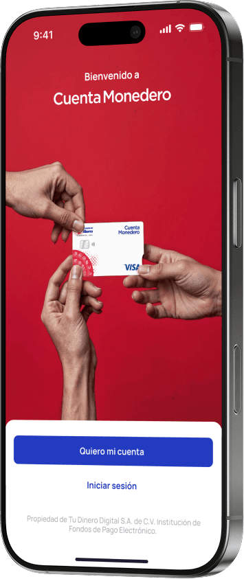 Vista previa de la App de Cuenta Monedero